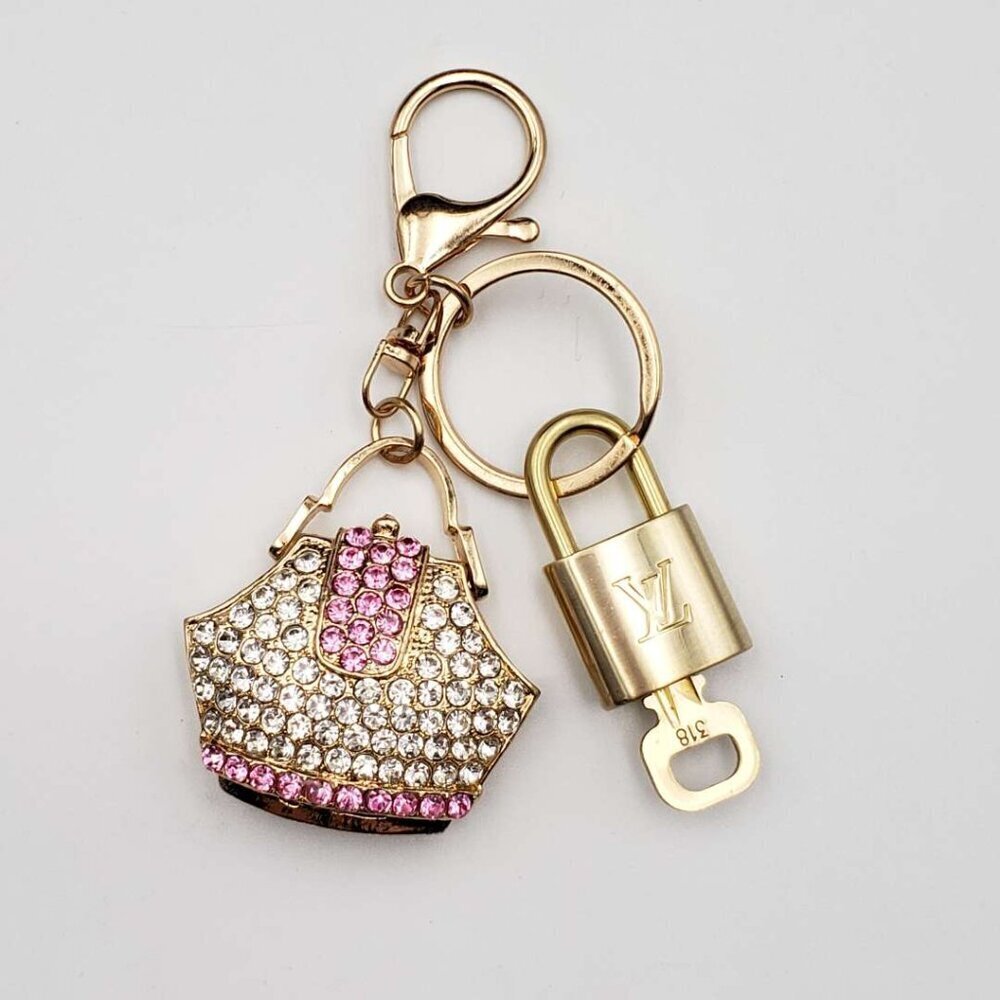 Authentic Louis Vuitton Padlock & Key Gold ✨Unbranded Bag Charm Keychain